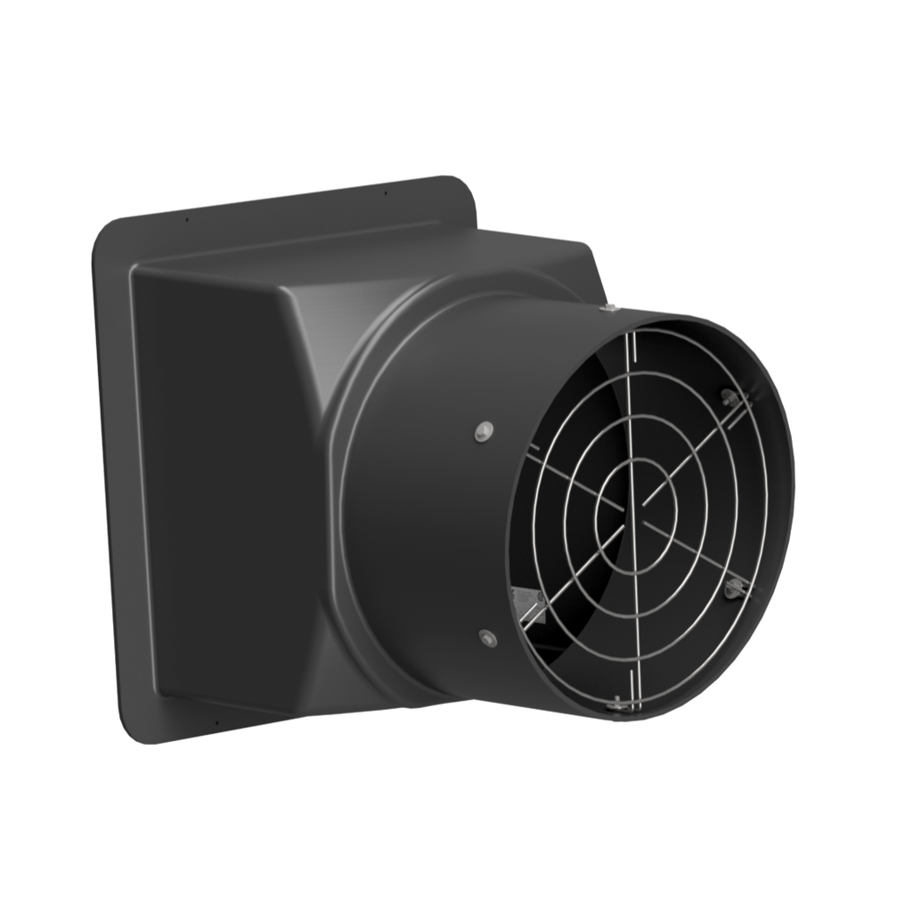 Wall Fan Housing 18in & Stainless Steel Guard, Poly Black