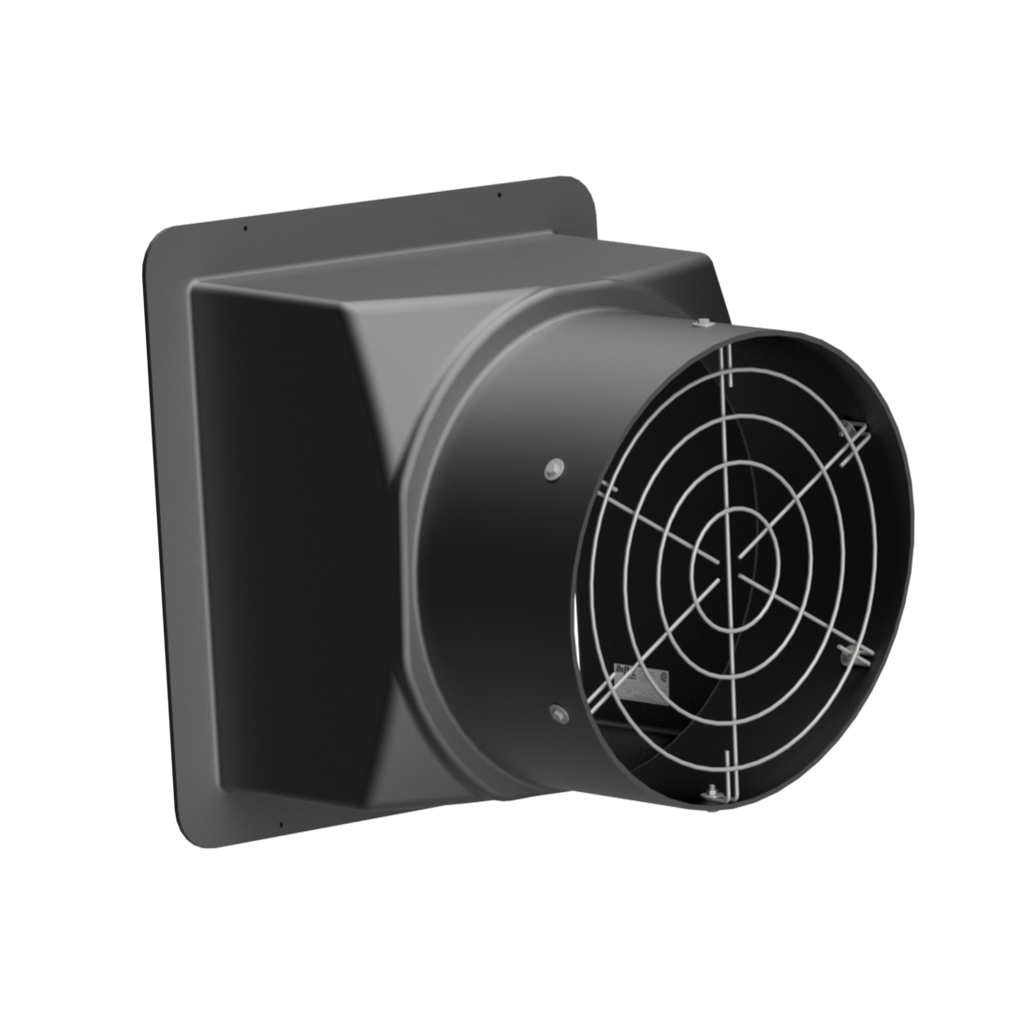 Wall Fan Housing 20in & Stainless Steel Guard, Poly Black