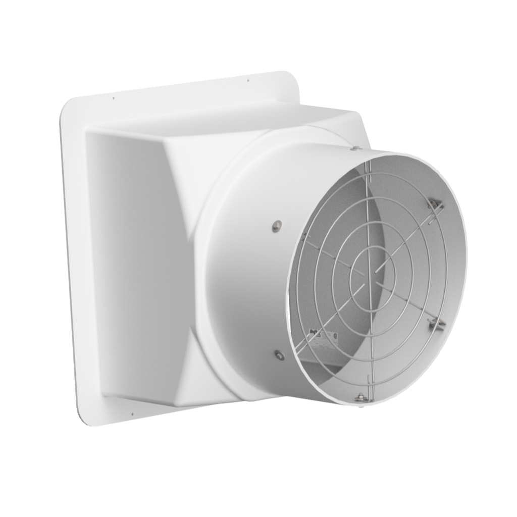 Wall Fan Housing 20in & Stainless Steel Guard, Poly White