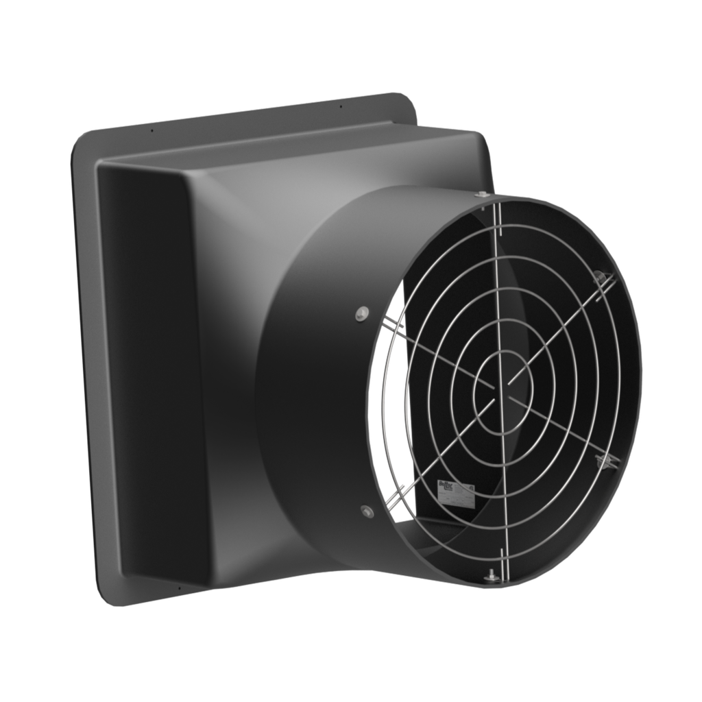 Wall Fan Housing 24in & Stainless Steel Guard, Poly Black