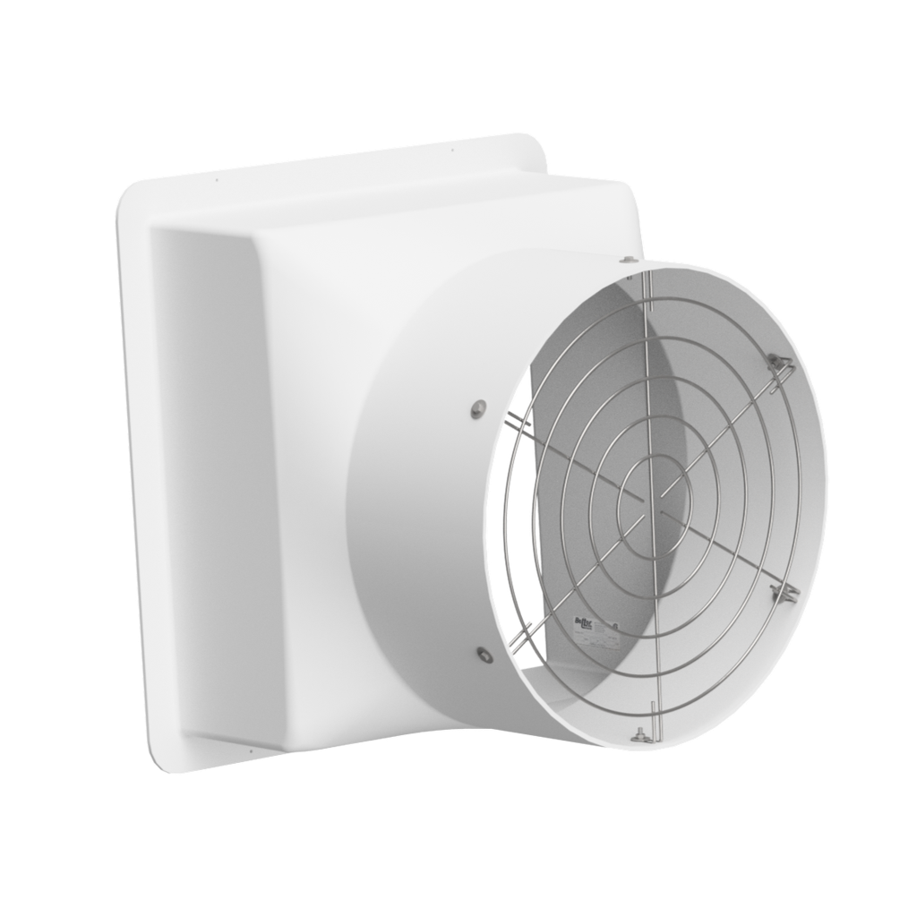 Wall Fan Housing 24in & Stainless Steel Guard, Poly White