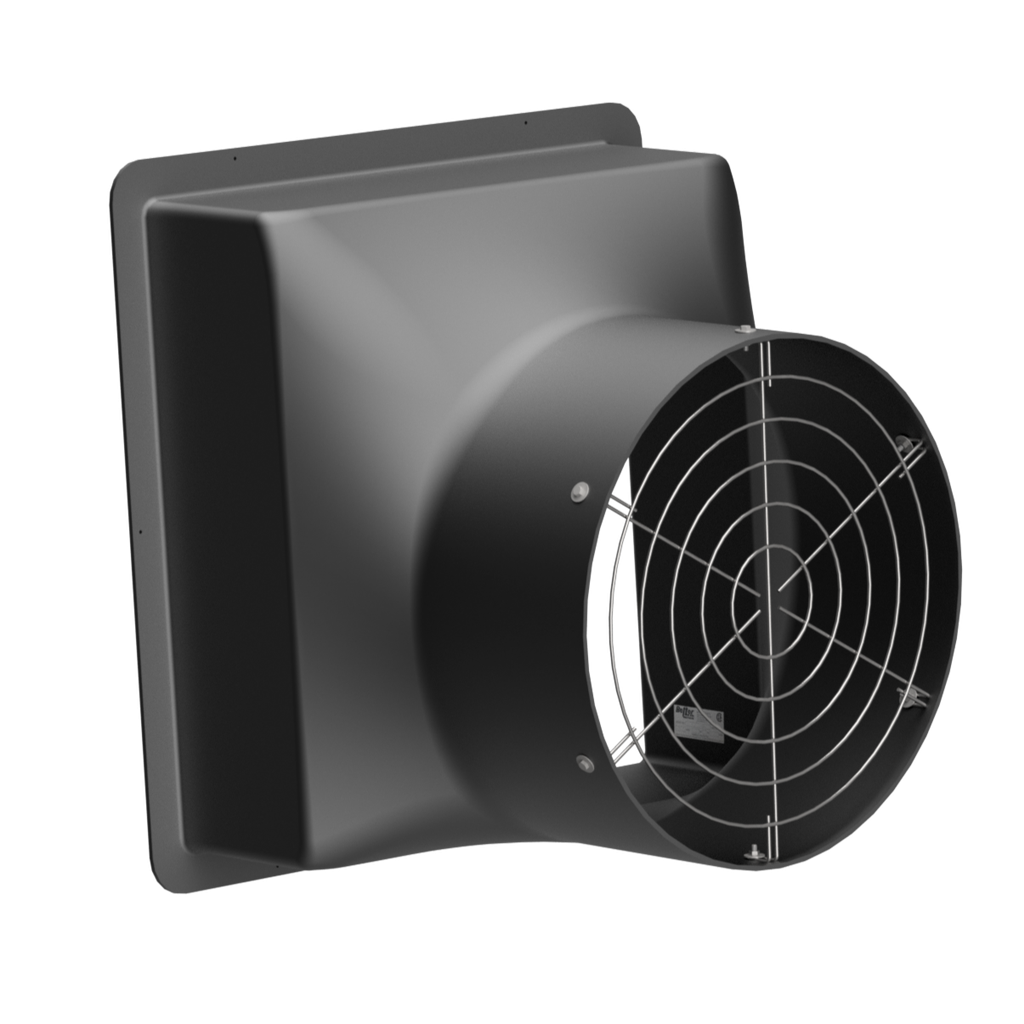 Wall Fan Housing 25in & Stainless Steel Guard, Poly Black