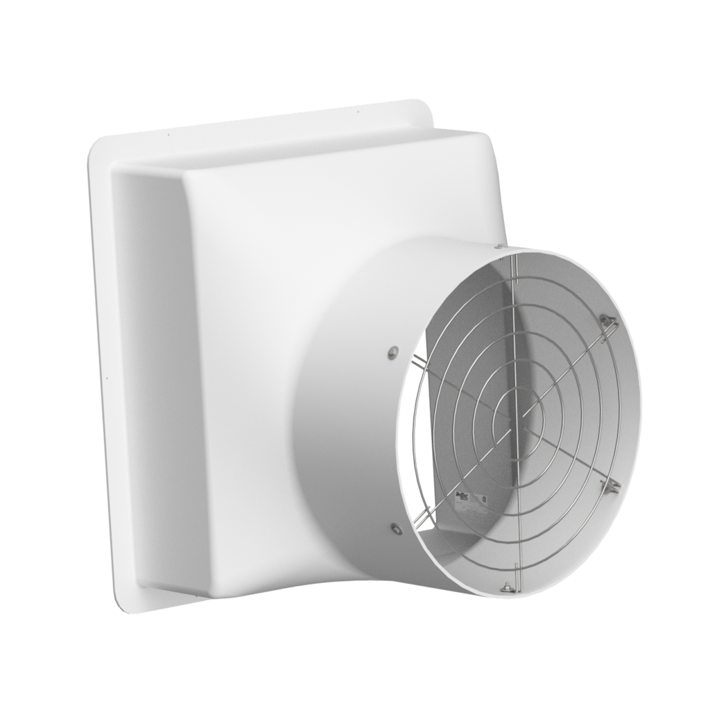 Wall Fan Housing 25in & Stainless Steel Guard, Poly White