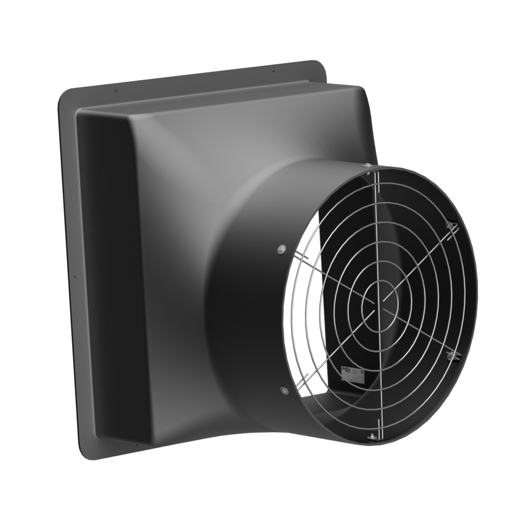 Wall Fan Housing 28in & Stainless Steel Guard, Poly Black