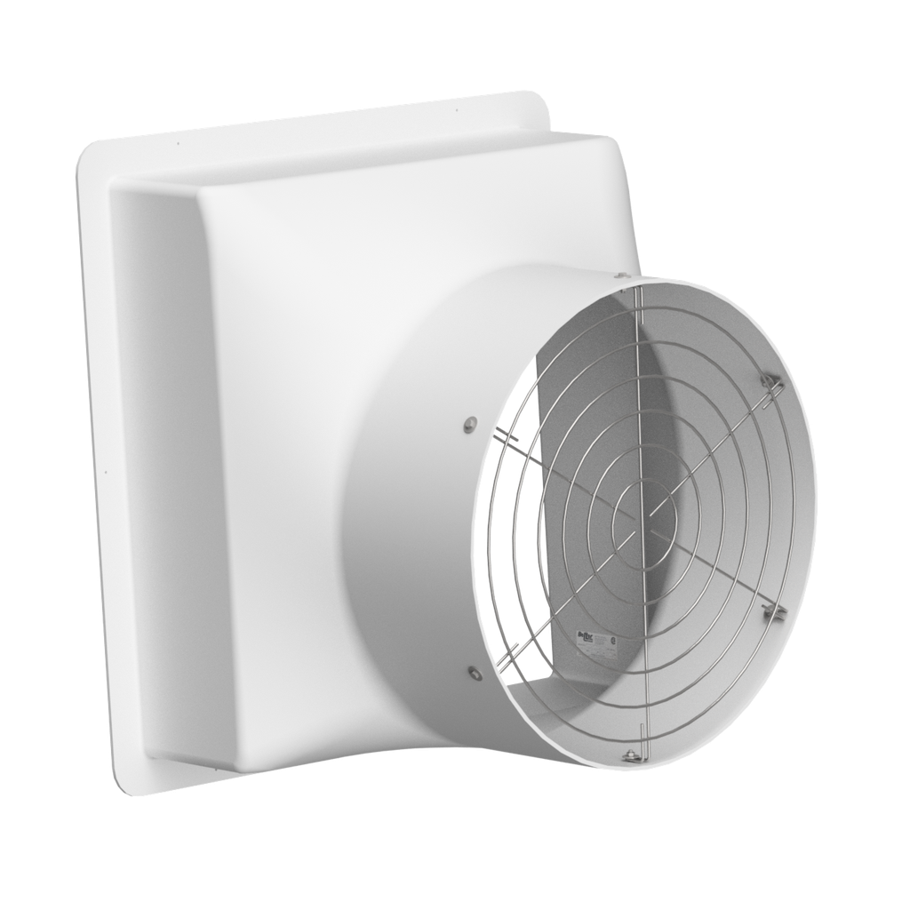 Wall Fan Housing 28in & Stainless Steel Guard, Poly White