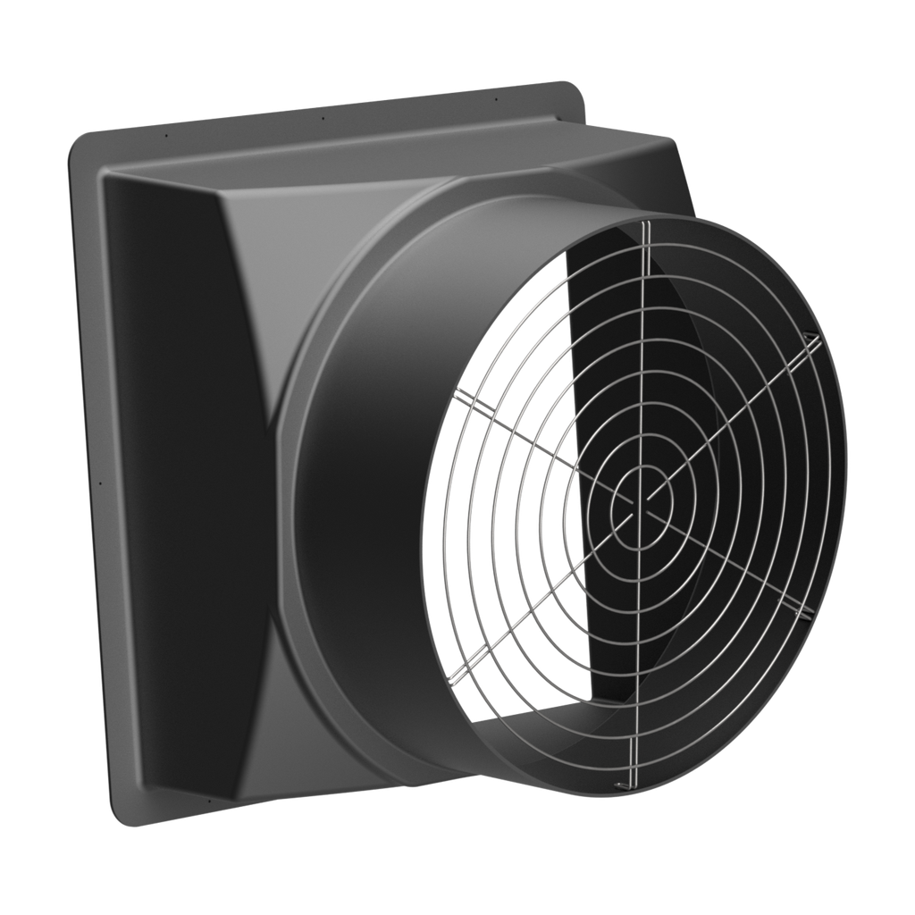 Wall Fan Housing 36in & Stainless Steel Guard, Poly Black