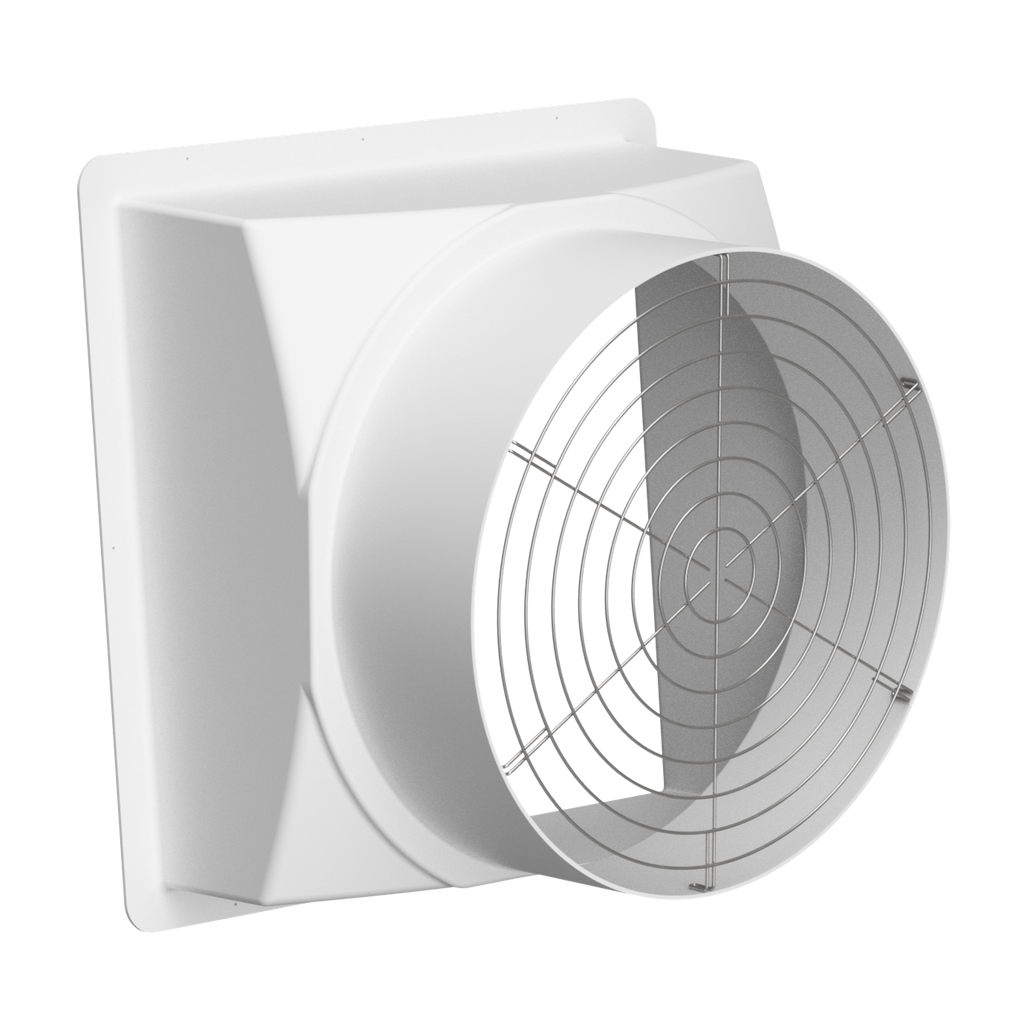 Wall Fan Housing 36in & Stainless Steel Guard, Poly White