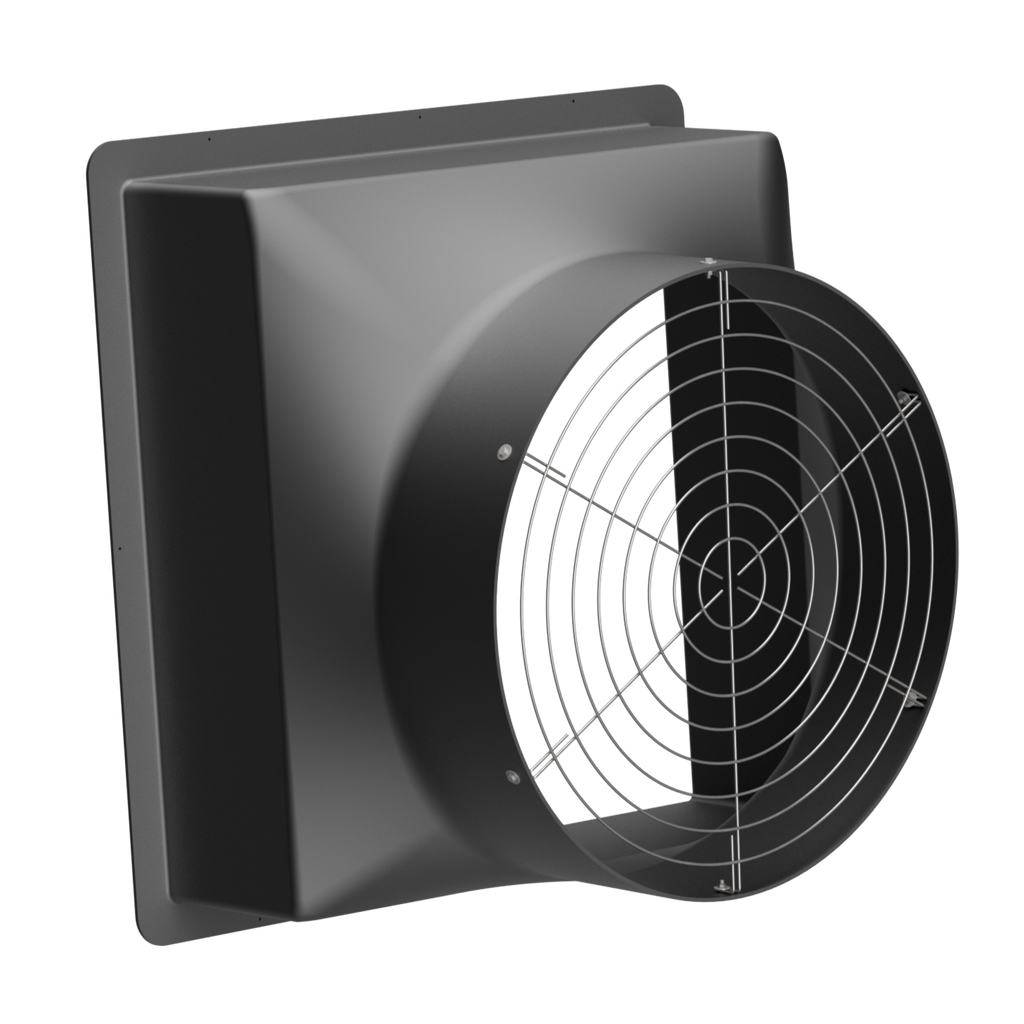 Wall Fan Housing 38in & Stainless Steel Guard, Poly Black