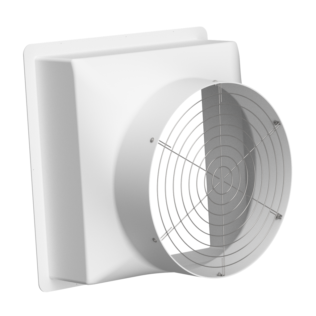 Wall Fan Housing 38in & Stainless Steel Guard, Poly White