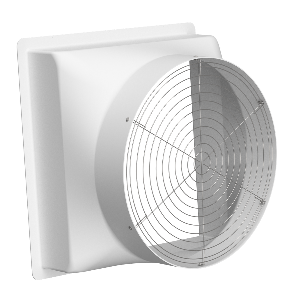 Wall Fan Housing 48in & Stainless Steel Guard, Poly White