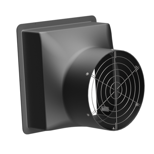 [BSH-25B] Wall Fan Housing 25in & Stainless Steel Guard, Poly Black