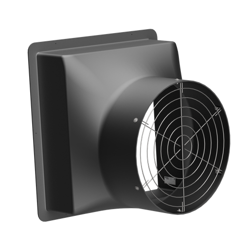 [BSH-28B] Wall Fan Housing 28in & Stainless Steel Guard, Poly Black