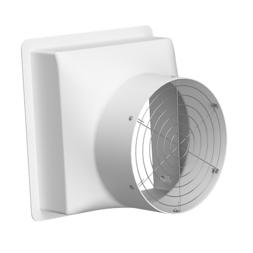 [BSH-28W] Wall Fan Housing 28in & Stainless Steel Guard, Poly White