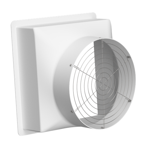 [BSH-38W] Wall Fan Housing 38in & Stainless Steel Guard, Poly White