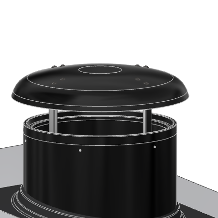 [RC-1825B] Round Rain Cap 18"-25", Poly Black, c/w Hardware