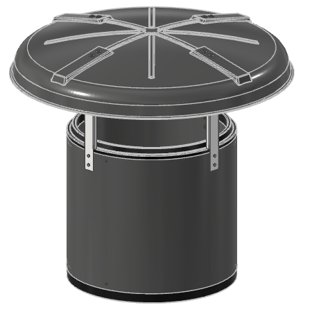 [RC-3236B] Round Rain Cap, 25"-32" Poly Black, c/w Hardware